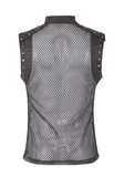 Punk Mesh Vest for Men with Shoulder Zipper Closure