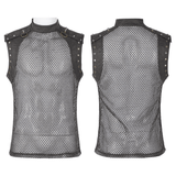 Punk Mesh Vest for Men with Shoulder Zipper Closure