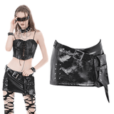 Punk Mini Skirt with Spiked Embellishments and Pockets