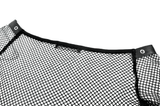 Punk Net Off Shoulder Top with Zipper and Rivet Details