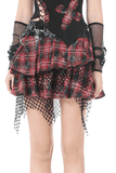 Punk Plaid Tiered Mini Skirt with Chain Accent