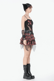 Punk Plaid Tiered Mini Skirt with Chain Accent