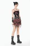 Punk Plaid Tiered Mini Skirt with Chain Accent
