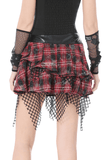 Punk Plaid Tiered Mini Skirt with Chain Accent