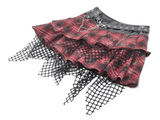 Punk Plaid Tiered Mini Skirt with Chain Accent