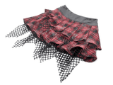 Punk Plaid Tiered Mini Skirt with Chain Accent