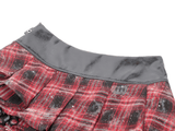 Punk Plaid Tiered Mini Skirt with Chain Accent