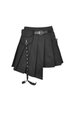 Punk Pleated Mini Skirt with Pocket and Leg Strap