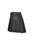 Punk Pleated Mini Skirt with Pocket and Leg Strap