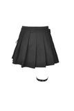 Punk Pleated Mini Skirt with Pocket and Leg Strap