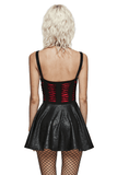 Punk Rave Gothic Mini Dress with Spiderweb Mesh Cutouts