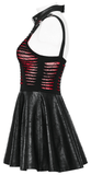 Punk Rave Gothic Mini Dress with Spiderweb Mesh Cutouts