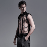 Punk Rave Style Black Warlock Chain Waistcoat