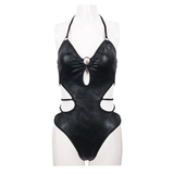 Punk Rock Swimsuit: Sling Drawstring / Sexy Black Cut-Out