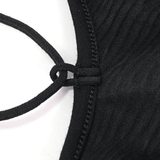 Punk Rock Swimsuit: Sling Drawstring / Sexy Black Cut-Out