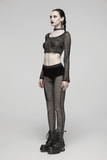 Punk Rock Vibes in Women's Long Sleeves Mesh Crop Top