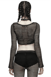 Punk Rock Vibes in Women's Long Sleeves Mesh Crop Top