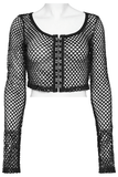 Punk Rock Vibes in Women's Long Sleeves Mesh Crop Top