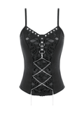Punk Sheer Cami with Corset Lacing and Metal Accents