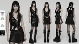 Punk Star Gothic Vest in Shiny Patent Leather for Bold Style