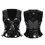 Punk Star Gothic Vest in Shiny Patent Leather for Bold Style