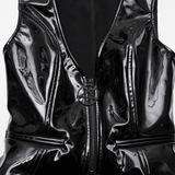 Punk Star Gothic Vest in Shiny Patent Leather for Bold Style
