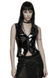 Punk Star Gothic Vest in Shiny Patent Leather for Bold Style
