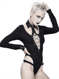 Punk Style Lace-Up Jumpsuit / Women's Sexy Collared Romper