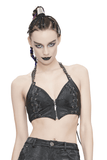 Punk-Style Women's Leather Bra with Chain And Rivets