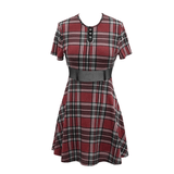 Punk-Styled Red Plaid Short Dress for Fashion Flair