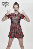 Punk-Styled Red Plaid Short Dress for Fashion Flair