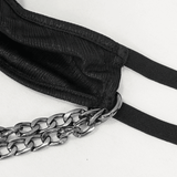 Ensemble de lingerie deux pièces punk pour femmes avec chaînes / bikini gothique sexy évidé avec soutien-gorge dos nu
