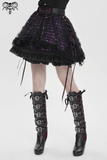 Purple Gothic Mesh Skirt with Lace-Up Ribbon Detail
