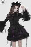 Purple Gothic Mesh Skirt with Lace-Up Ribbon Detail
