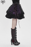 Purple Gothic Mesh Skirt with Lace-Up Ribbon Detail
