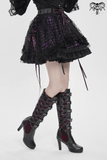 Purple Gothic Mesh Skirt with Lace-Up Ribbon Detail