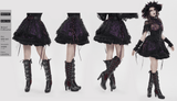 Purple Gothic Mesh Skirt with Lace-Up Ribbon Detail