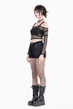 Rebellious Fishnet Crop Top with Studded Strap Detailing
