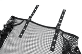 Rebellious Fishnet Crop Top with Studded Strap Detailing