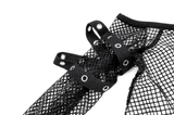 Rebellious Fishnet Crop Top with Studded Strap Detailing