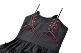 Rebellious Lace-Up Frilled Mini Dress with Bat Straps