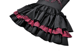 Rebellious Lace-Up Frilled Mini Dress with Bat Straps