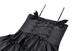 Rebellious Lace-Up Frilled Mini Dress with Bat Straps