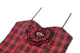 Red Tartan Punk Mini Dress with Tiered Frills
