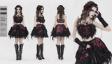 Refined Black-Burgundy Gothic Mesh Ruffle Bustier Top