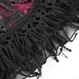 Refined Ornate Velour and Mesh Ruffle Mini Skirt