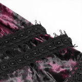 Refined Ornate Velour and Mesh Ruffle Mini Skirt