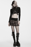 Retro Embossed Leather Body Harness with Crossed Straps