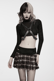 Retro Embossed Leather Body Harness with Crossed Straps