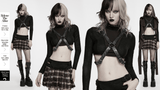 Retro Embossed Leather Body Harness with Crossed Straps